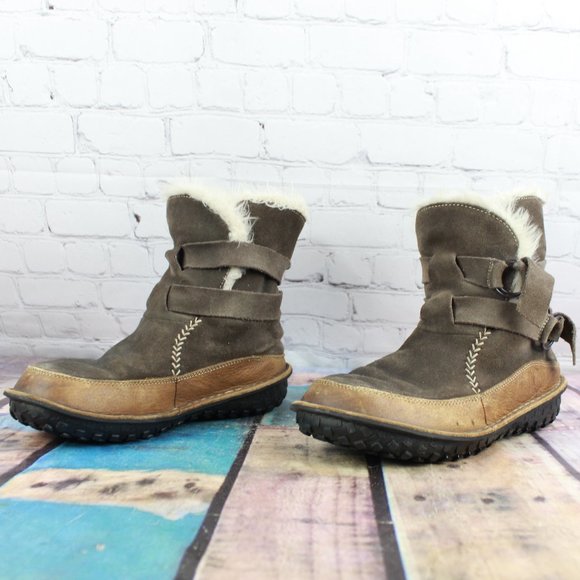 Sorel Tootega Brown Suede Fur Lined Ankle Strap Winter Boots Size 6 M - Picture 2 of 9